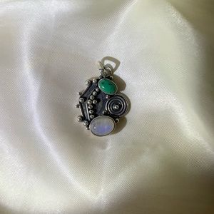 Turquoise Moonstone Sterling Pendant